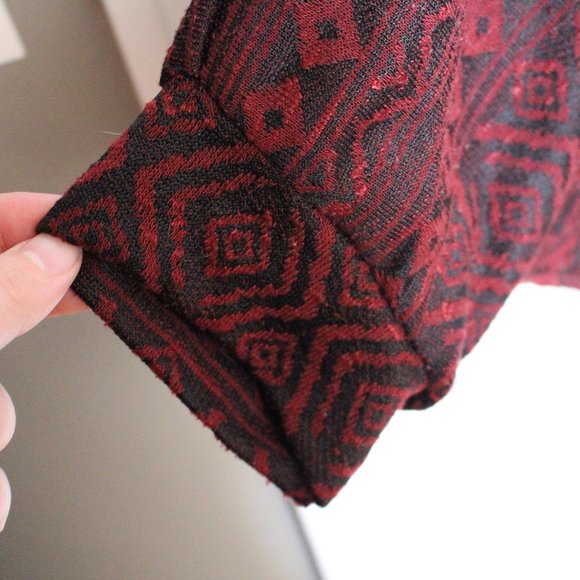 Black and Burgundy Aztec Print Cardigan - Picture 7 of 7